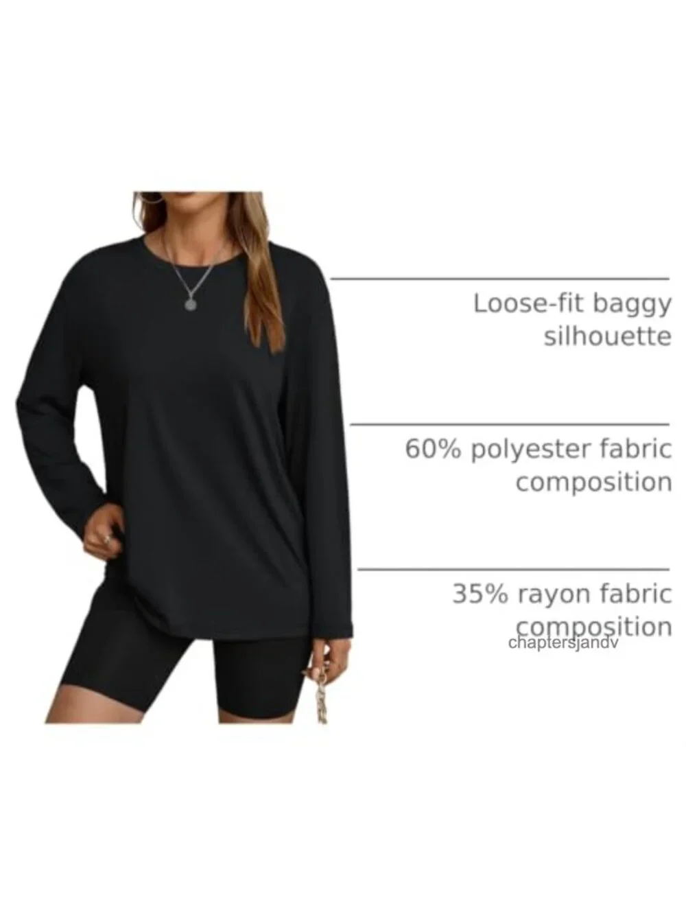 Womens Oversized Long Sleeve T-Shirt Casual Crewneck Soft Tee